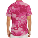 Pink Digital Camo Pattern Print Men's Deep V-Neck Shirt