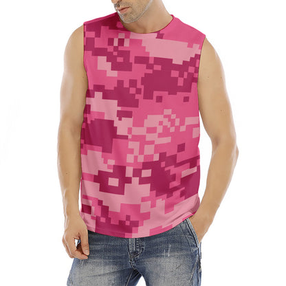 Pink Digital Camo Pattern Print Men's Fitness Tank Top
