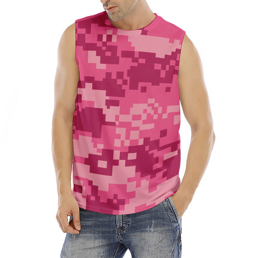 Pink Digital Camo Pattern Print Men's Fitness Tank Top