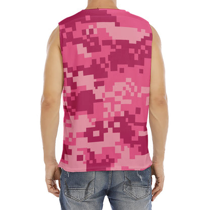Pink Digital Camo Pattern Print Men's Fitness Tank Top