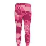 Pink Digital Camo Pattern Print Men's leggings