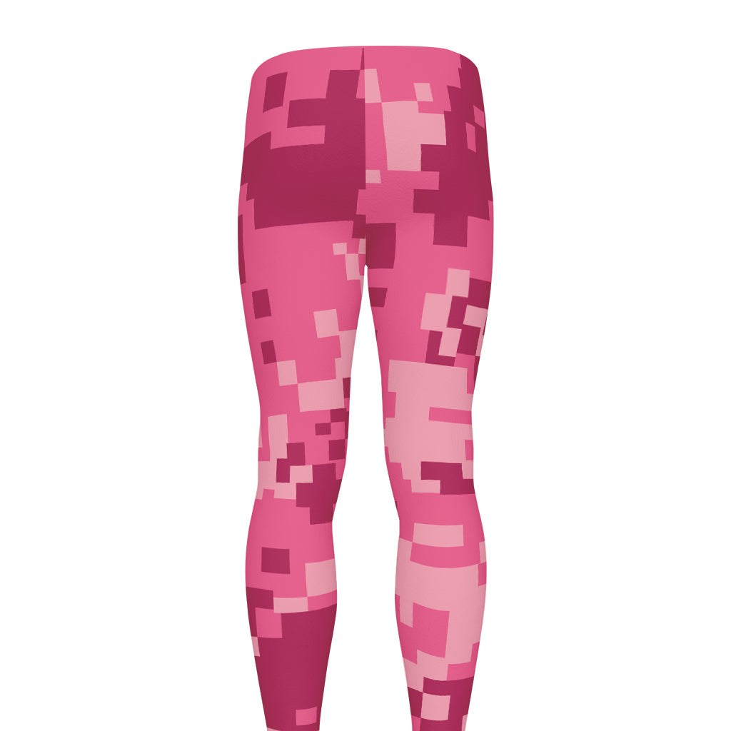 Pink Digital Camo Pattern Print Men's leggings