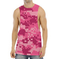 Pink Digital Camo Pattern Print Men's Muscle Tank Top