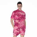 Pink Digital Camo Pattern Print Men's Romper