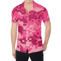 Pink Digital Camo Pattern Print Men's Shirt