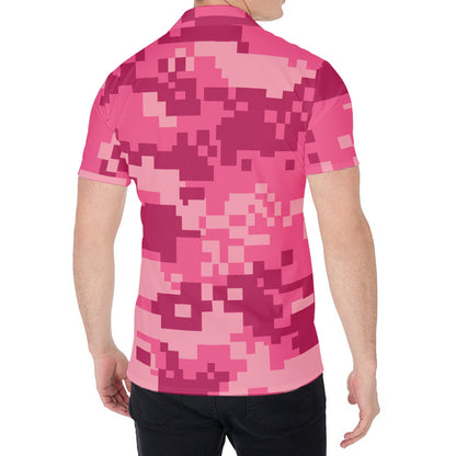 Pink Digital Camo Pattern Print Men's Shirt