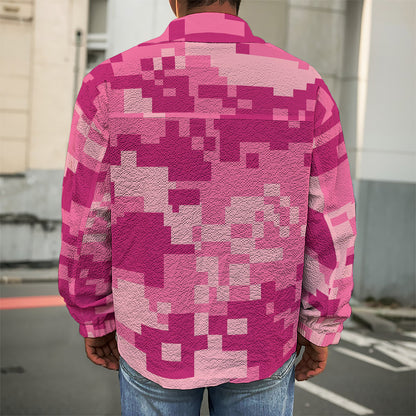 Pink Digital Camo Pattern Print Men's Shirt Jacket