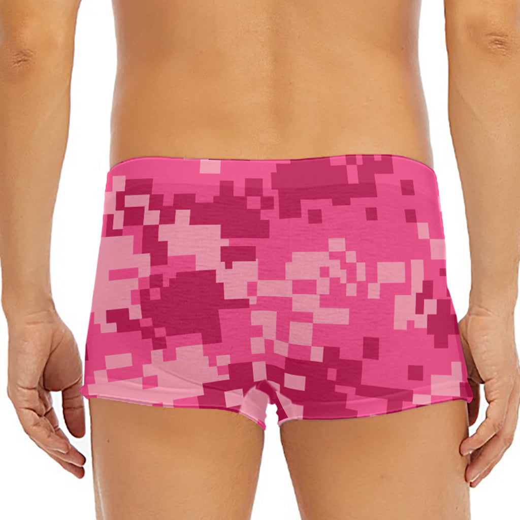 Pink Digital Camo Pattern Print Men's Short Boxer Briefs