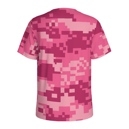 Pink Digital Camo Pattern Print Men's Sports T-Shirt