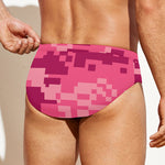 Pink Digital Camo Pattern Print Men's Swim Briefs