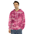 Pink Digital Camo Pattern Print Men's Velvet Pullover Hoodie