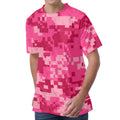 Pink Digital Camo Pattern Print Men's Velvet T-Shirt