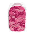 Pink Digital Camo Pattern Print Mesh Laundry Hamper