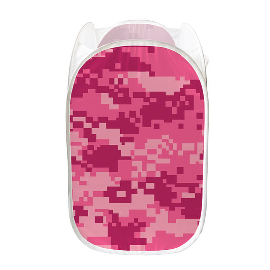 Pink Digital Camo Pattern Print Mesh Laundry Hamper