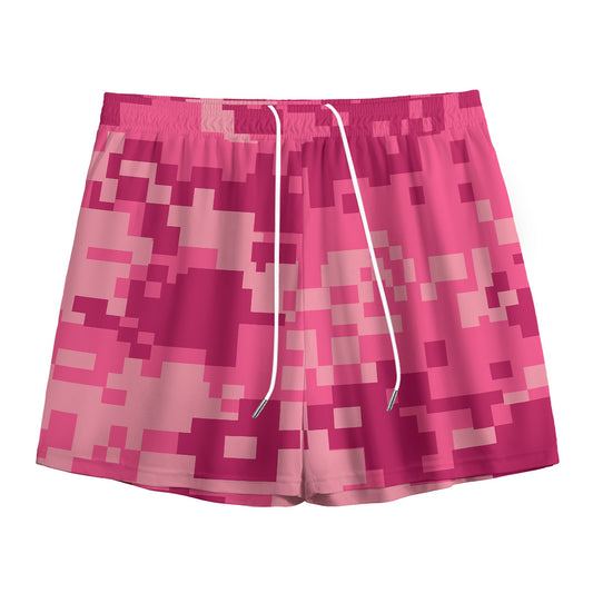 Pink Digital Camo Pattern Print Mesh Shorts