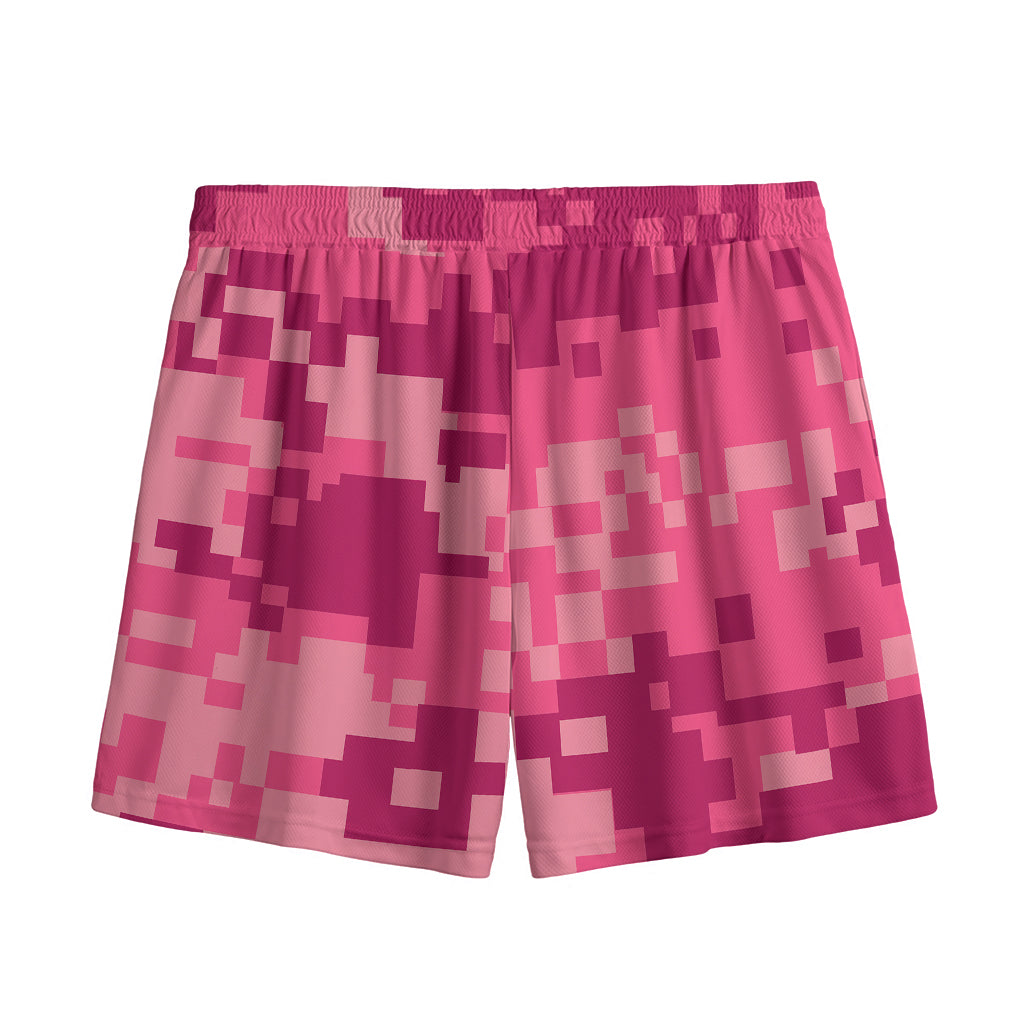 Pink Digital Camo Pattern Print Mesh Shorts