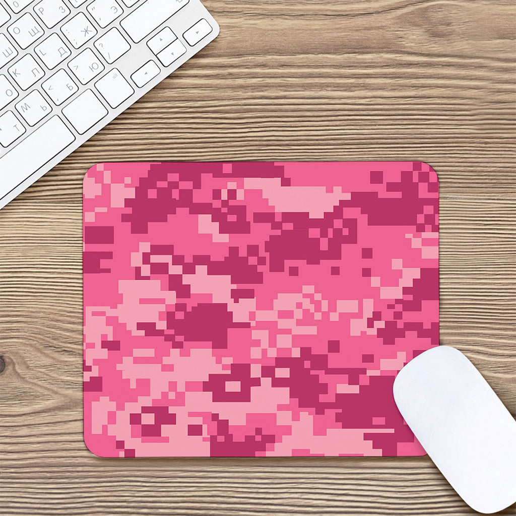 Pink Digital Camo Pattern Print Mouse Pad