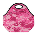Pink Digital Camo Pattern Print Neoprene Lunch Bag