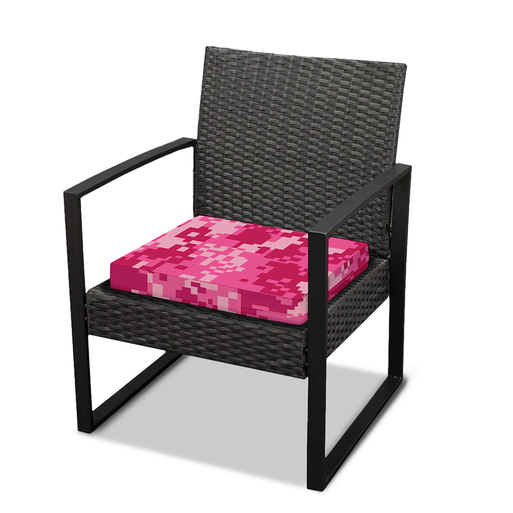 Pink Digital Camo Pattern Print Outdoor Seat Cushion Cover