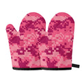 Pink Digital Camo Pattern Print Oven Mitts