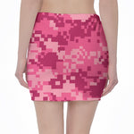 Pink Digital Camo Pattern Print Pencil Mini Skirt