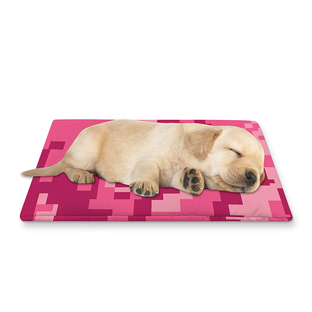 Pink Digital Camo Pattern Print Pet Cooling Mat Cover