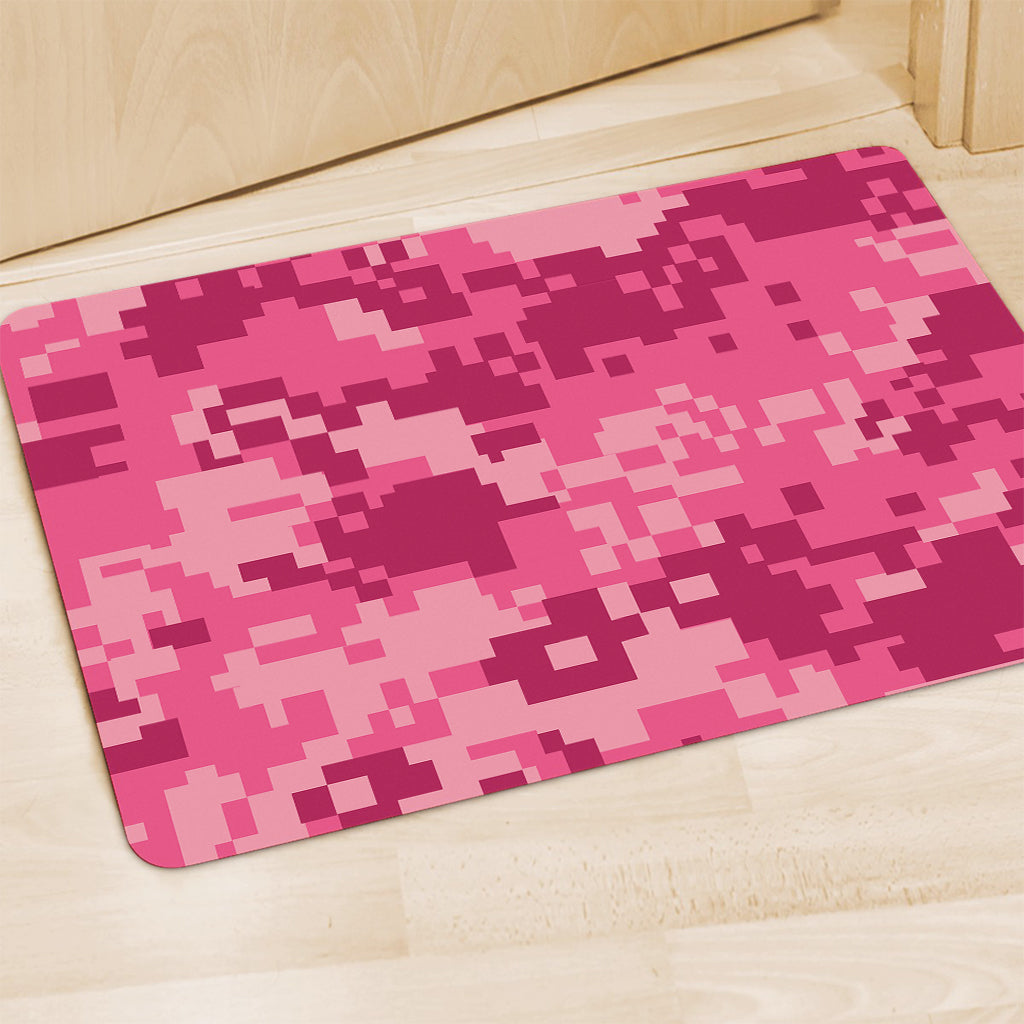 Pink Digital Camo Pattern Print Polyester Doormat