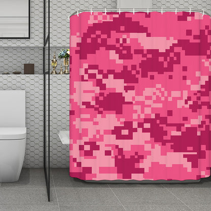 Pink Digital Camo Pattern Print Polyester Shower Curtain