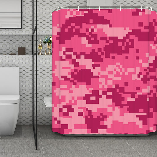 Pink Digital Camo Pattern Print Polyester Shower Curtain
