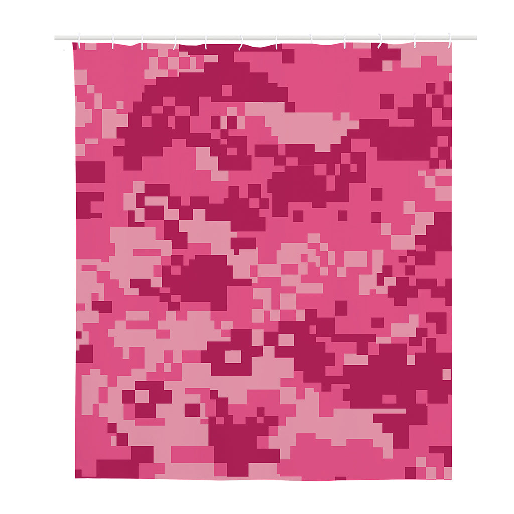 Pink Digital Camo Pattern Print Polyester Shower Curtain
