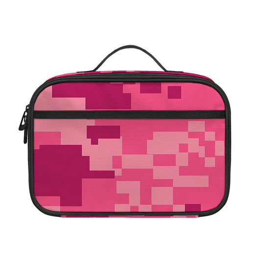 Pink Digital Camo Pattern Print Portable Lunch Bag