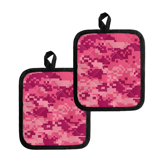 Pink Digital Camo Pattern Print Pot Holders