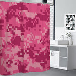 Pink Digital Camo Pattern Print Premium Shower Curtain