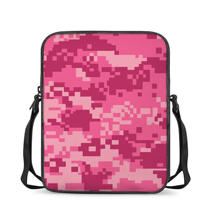 Pink Digital Camo Pattern Print Rectangular Crossbody Bag