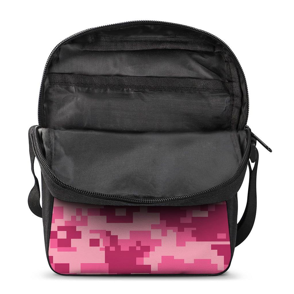 Pink Digital Camo Pattern Print Rectangular Crossbody Bag
