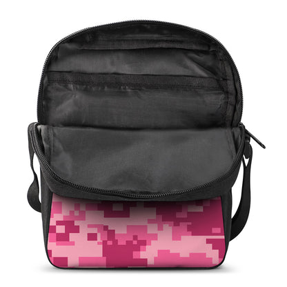 Pink Digital Camo Pattern Print Rectangular Crossbody Bag