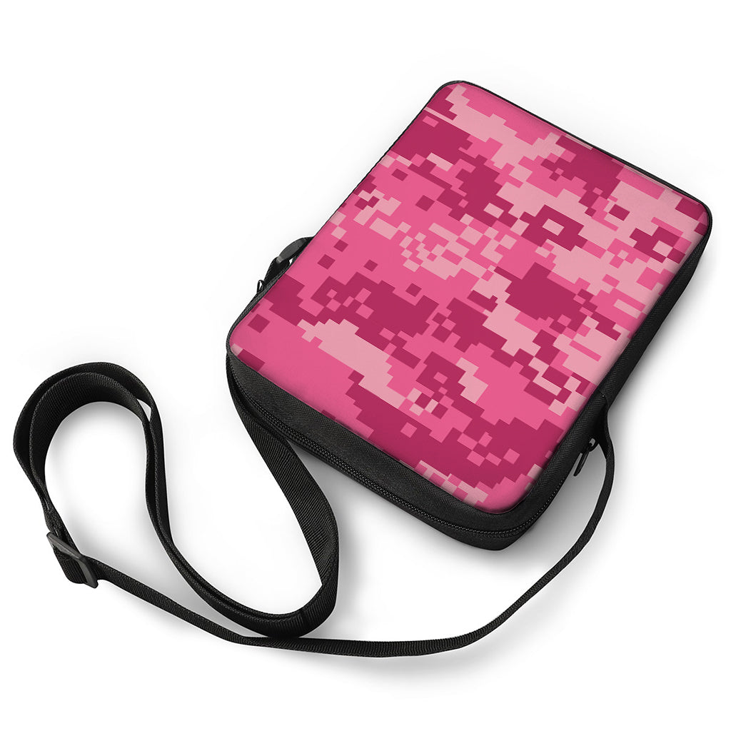Pink Digital Camo Pattern Print Rectangular Crossbody Bag