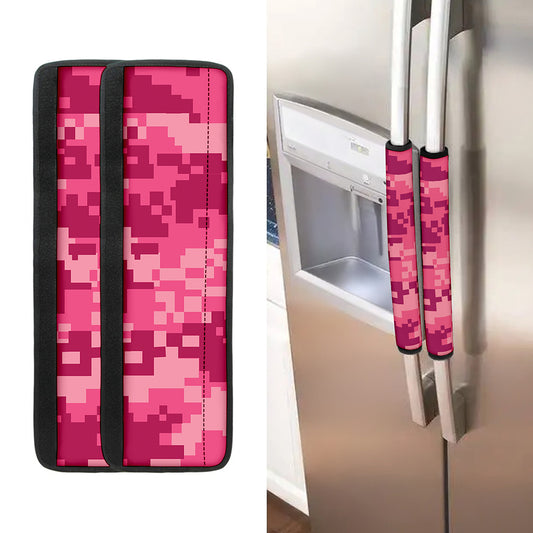 Pink Digital Camo Pattern Print Refrigerator Handle Covers