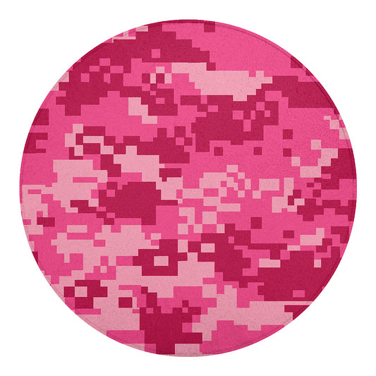 Pink Digital Camo Pattern Print Round Blanket