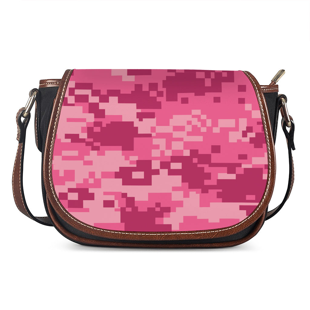 Pink Digital Camo Pattern Print Saddle Bag