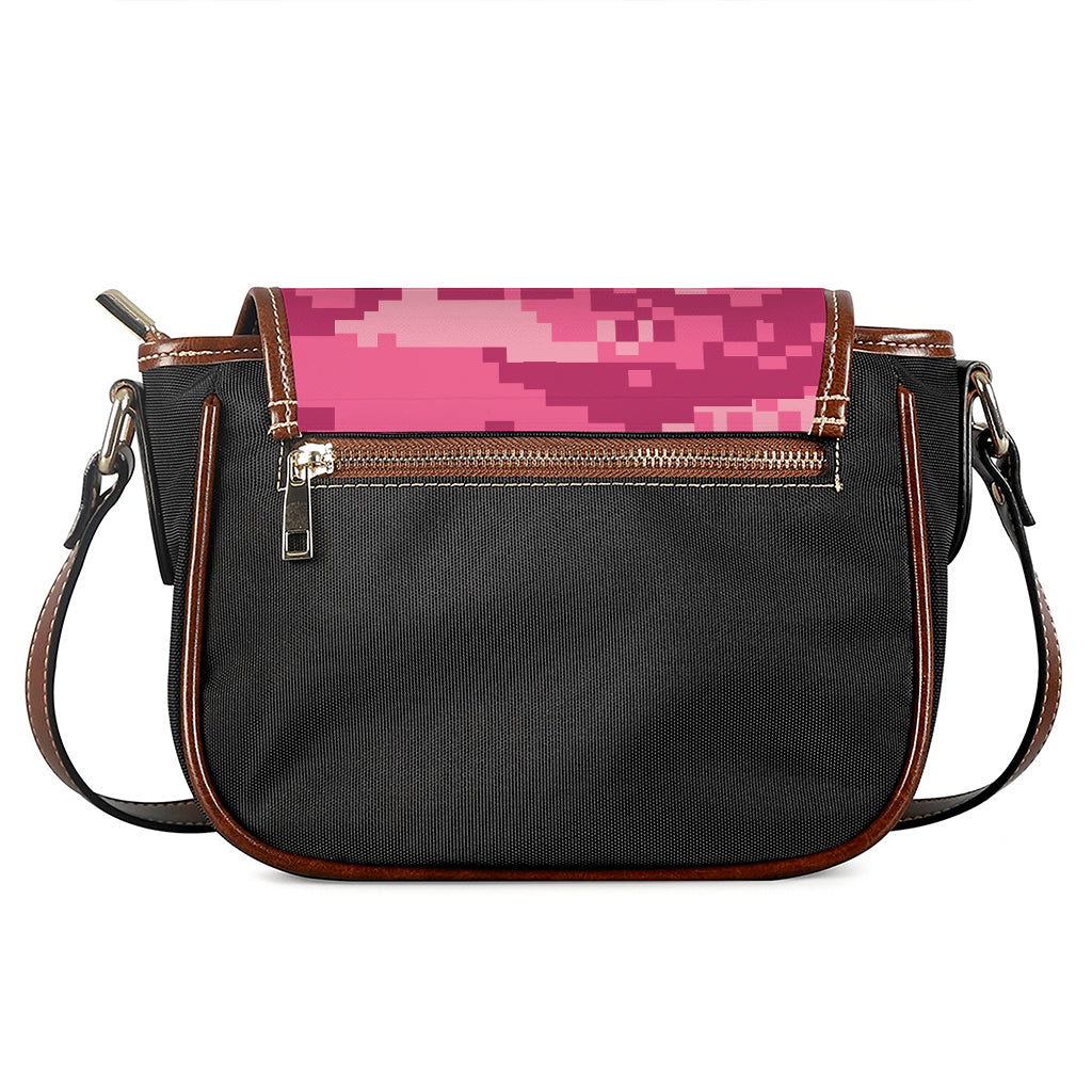 Pink Digital Camo Pattern Print Saddle Bag