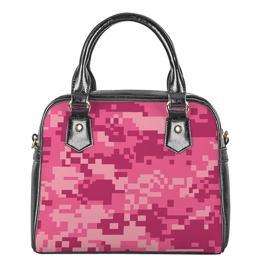 Pink Digital Camo Pattern Print Shoulder Handbag