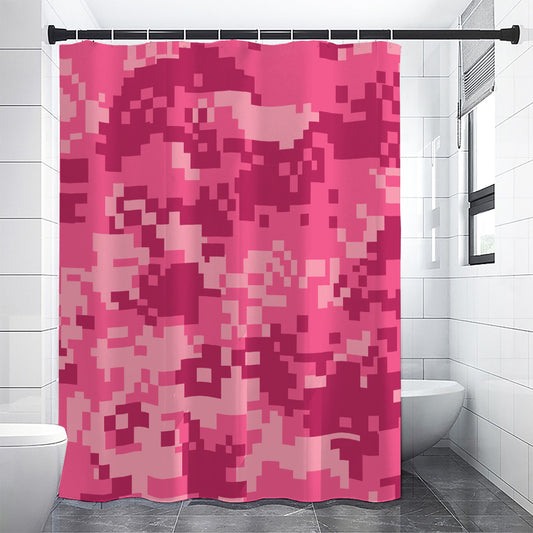 Pink Digital Camo Pattern Print Shower Curtain