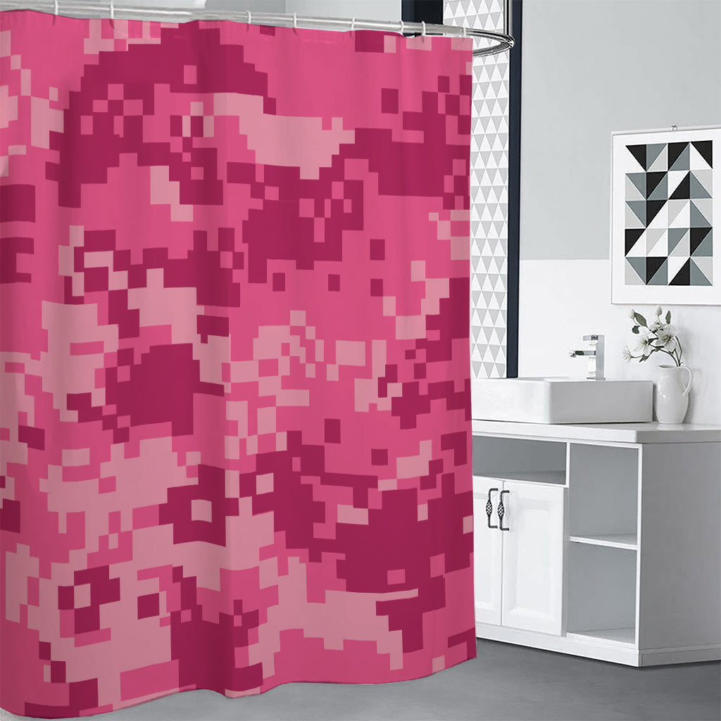 Pink Digital Camo Pattern Print Shower Curtain