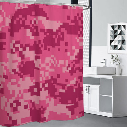 Pink Digital Camo Pattern Print Shower Curtain