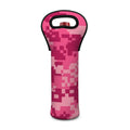 Pink Digital Camo Pattern Print Single Neoprene Wine Tote