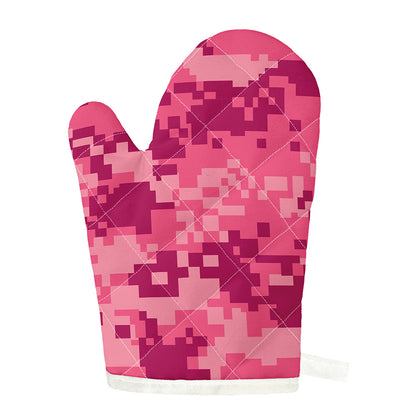 Pink Digital Camo Pattern Print Single Oven Mitt