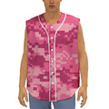 Pink Digital Camo Pattern Print Sleeveless Baseball Jersey
