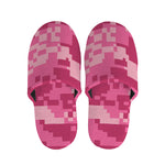 Pink Digital Camo Pattern Print Slippers