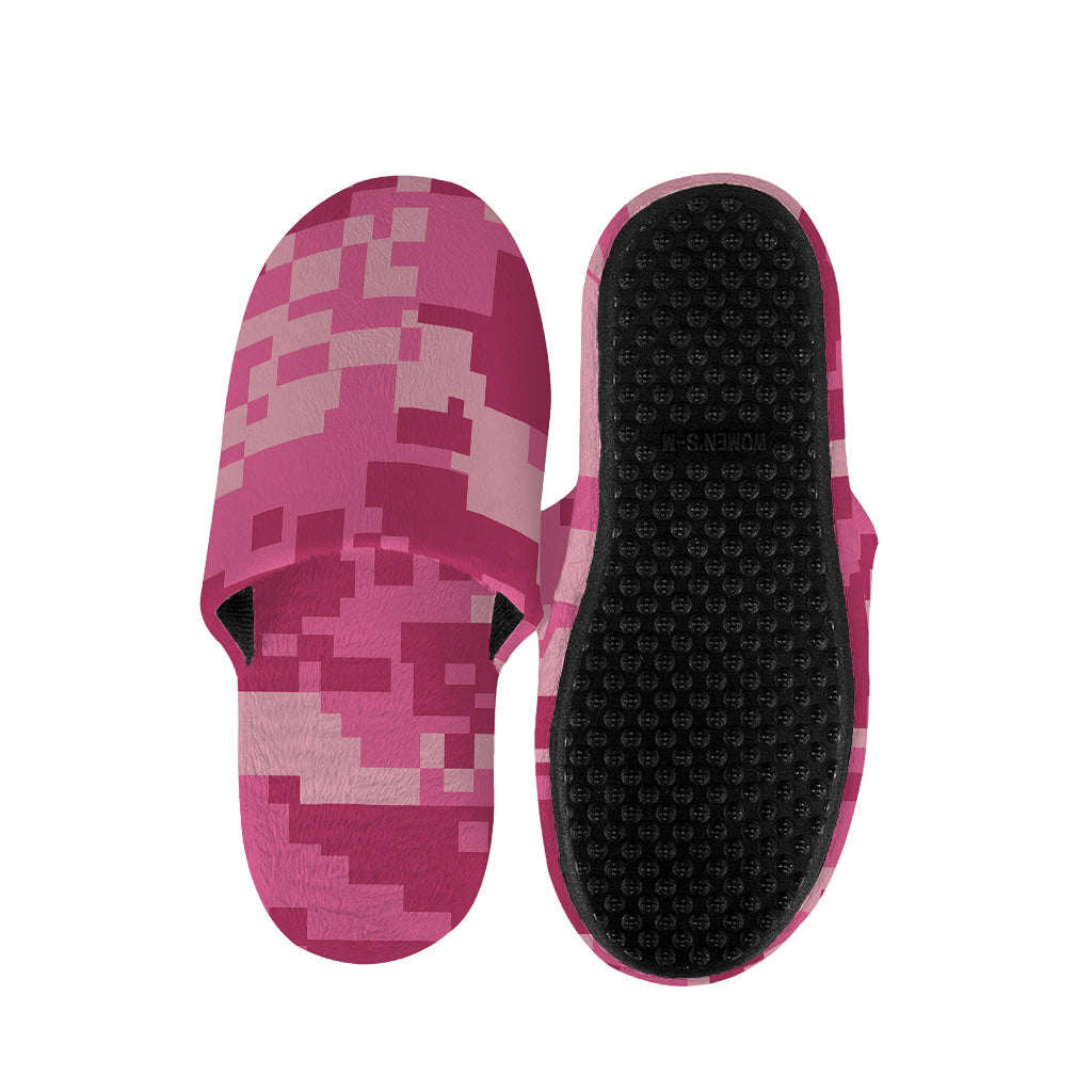 Pink Digital Camo Pattern Print Slippers